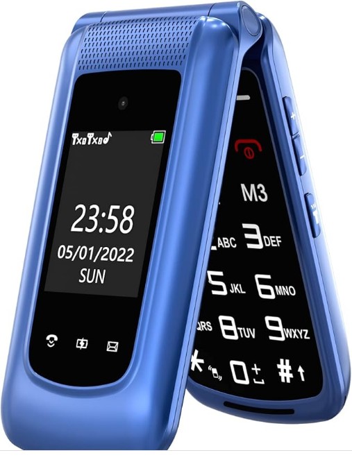 Senior Mobile Phone Simple for Elderly, Basic Cell Phone with Large Buttons, Flip Phone, Unlocked Senior Mobile Phone with 2.4" Color Display | SOS Button | FM Radio | Torch |1000mAh Battery (Blue)